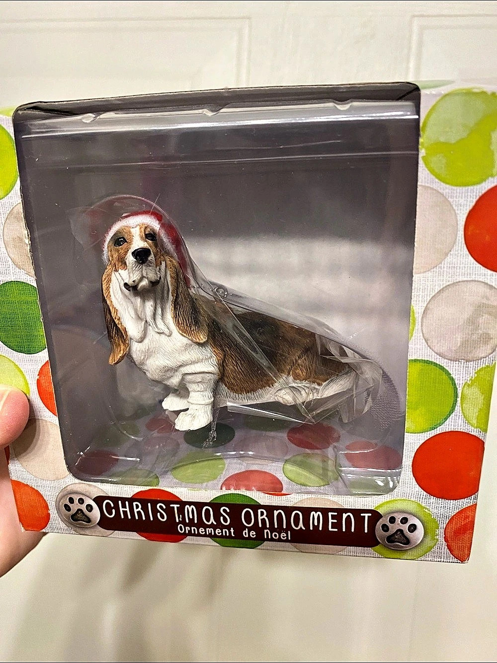 Sandicast Basset Hound Ornament Brown & White